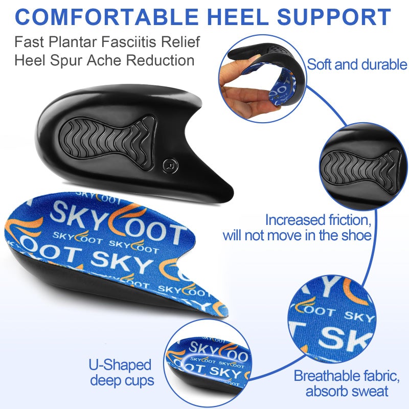 Skyfoot Heel Cups for Achilles Tendonitis  Heel Bone Spurs  Orthotic Inserts for Achilles Tendon Support  Heel Cushions for Heel Pain Relief for Women and Men (Small) - Image 3